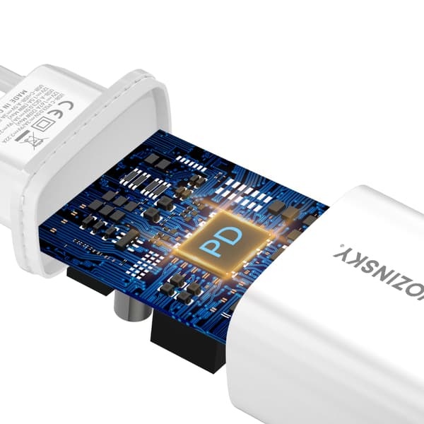20W USB-A USB-C 100-240V vægoplader hvid