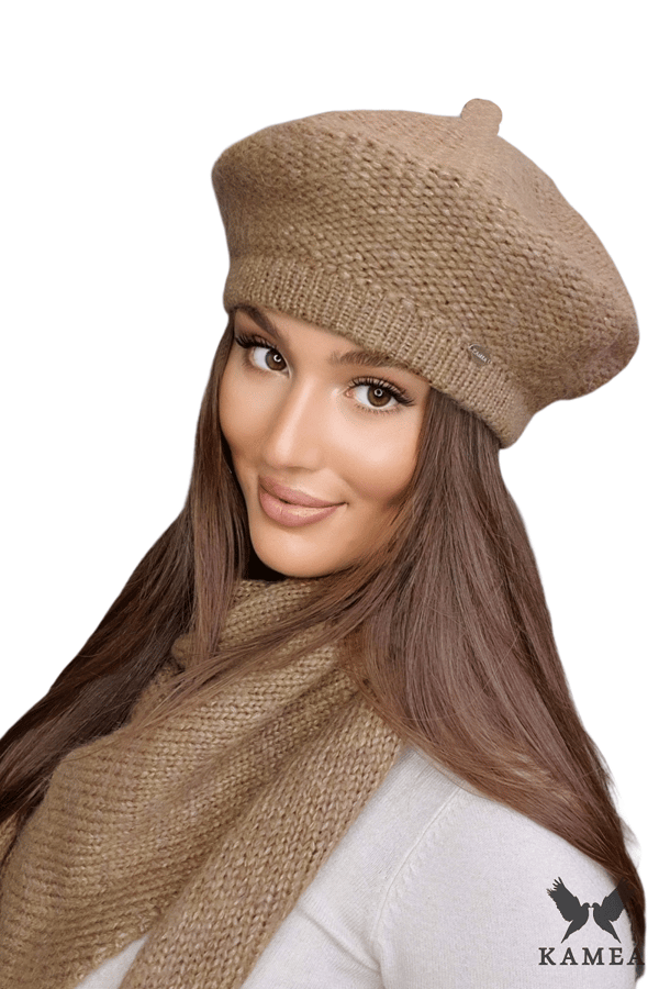 OFELIA - mörkbeige dam vinterbasker elegant och varm KAMEA basker