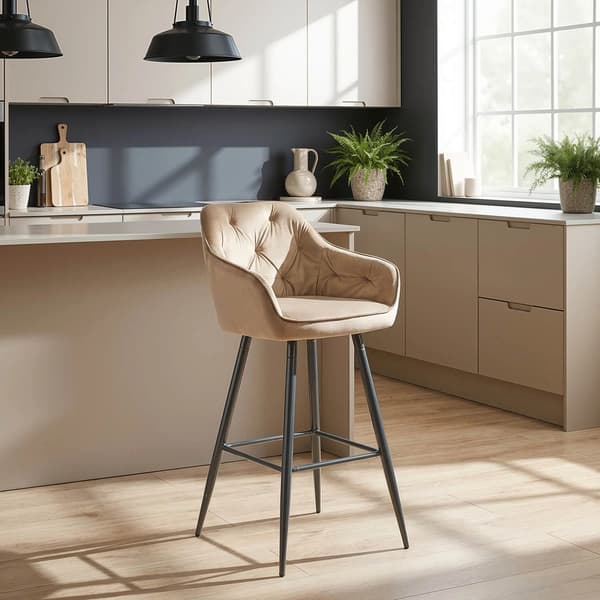 Klädd barstol SALEM beige sammet modern loft