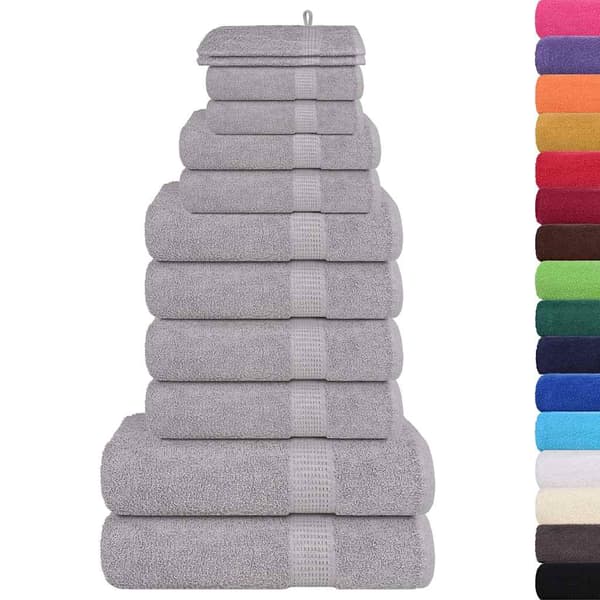 vidaXL 12-delat handduksset, grå, 360 g/m², 100 % bomull
