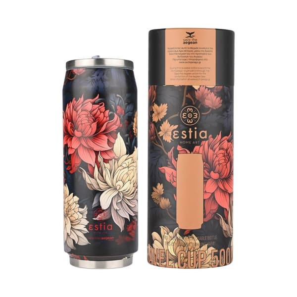 Blomstertermoskrus med sugerør 500 ml Midnight Blossom