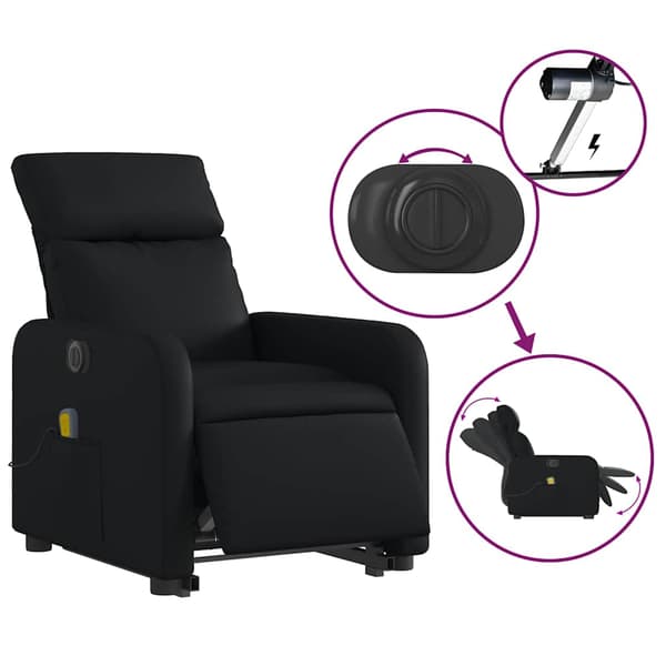 vidaXL elektrisk lænestol med massage, sort