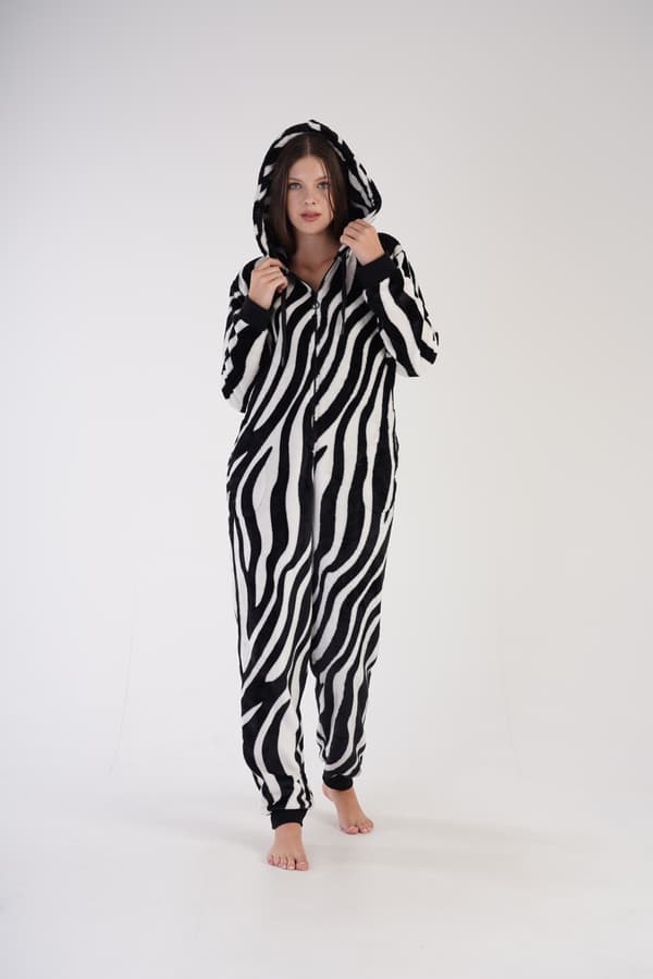 Plysjumpsuit med hætte Damepyjamas M 38