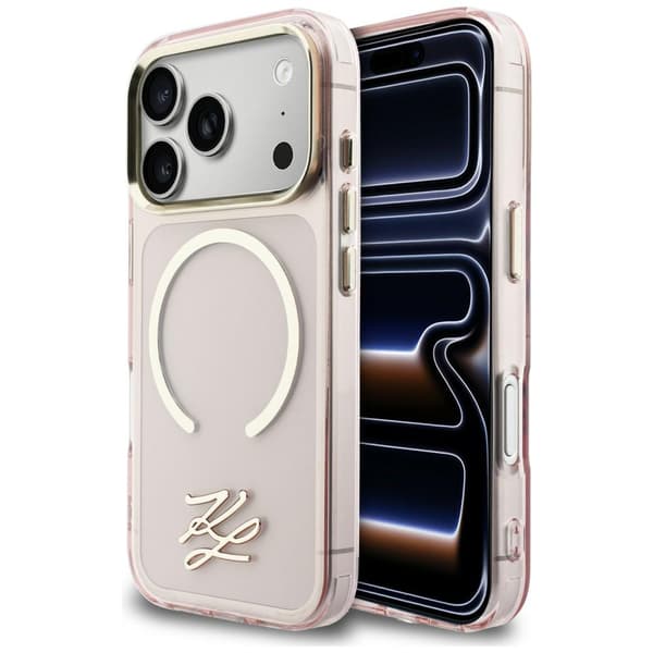 Karl Lagerfeld IML KL Script Logo MagSafe-cover til iPhone 17 Pro Max - Lyserødt