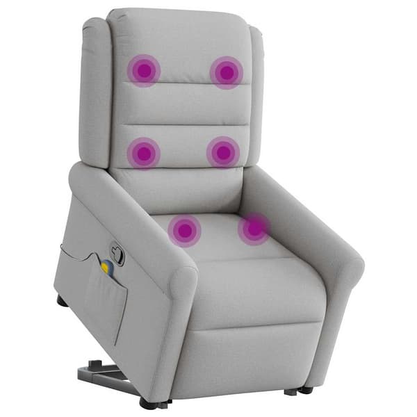 vidaXL Lyftbar massagefåtölj, grå, tyg