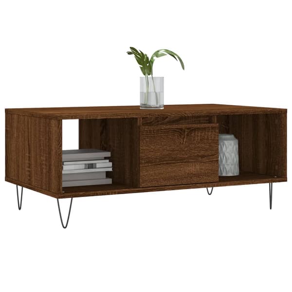 vidaXL sofabord brunt egetræ 90x50x36,5 cm