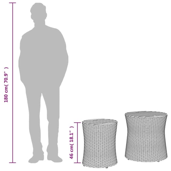 vidaXL haveborde, sæt med 2, træbordplader, sort, polyrattan