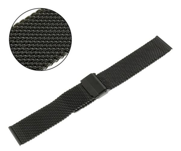 PACIFIC MESH -RANNEKORU 22 MM PVD MUSTA, KUDONTA 0,8 MM