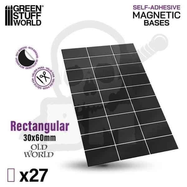 GSTU522944 Selvklæbende magnetiske baser, rektangulær, 30x60