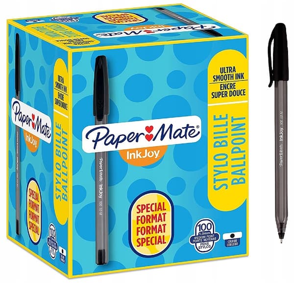 INKJOY KUGLEPEN MED 100 HÆTTER, SORT VP (100)