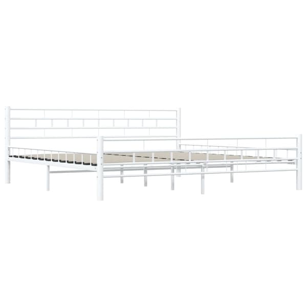 vidaXL Sängram vit metall 200 x 200 cm