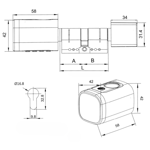 Elektronisk låscylinder V1 TTLock Silver