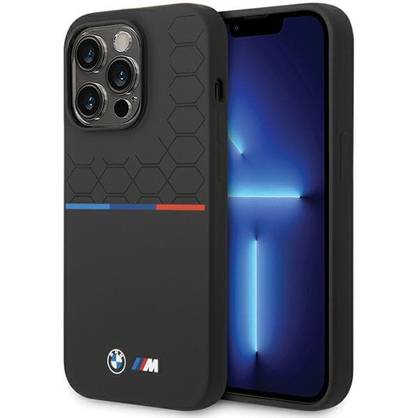 BMW Silikone Mønster Etui til iPhone 15 Pro, Sort