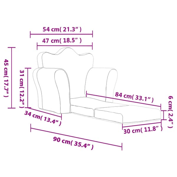 vidaXL Barnbäddsoffa, blå, mjuk plysch