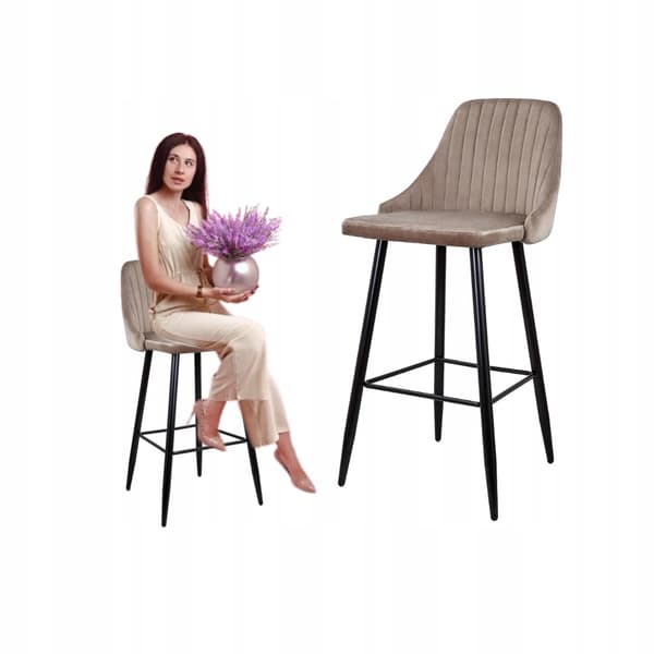 Barstol, beige velour, MEGAN2