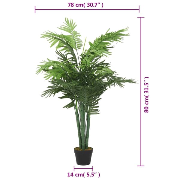 vidaXL Tekopalmu, 18 lehteä, 80 cm, vihreä