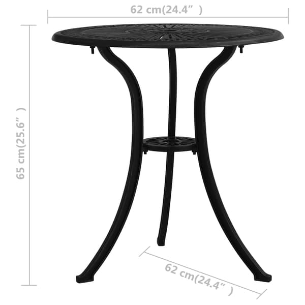vidaXL 3-delt bistrosæt i aluminiumslegering, sort