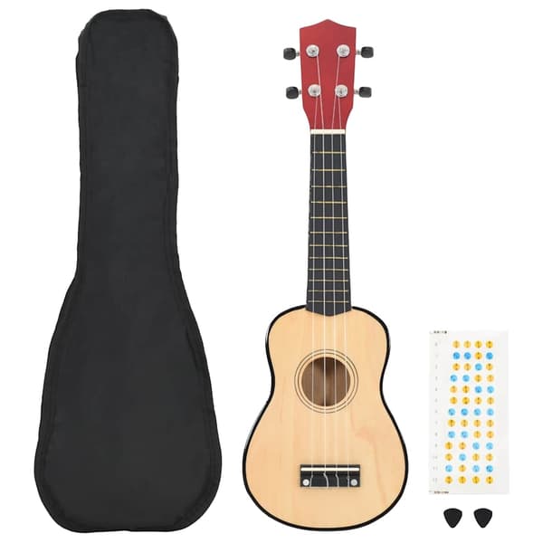 vidaXL Sopraanoukulele kotelolla lapsille, vaalea puu, 21"