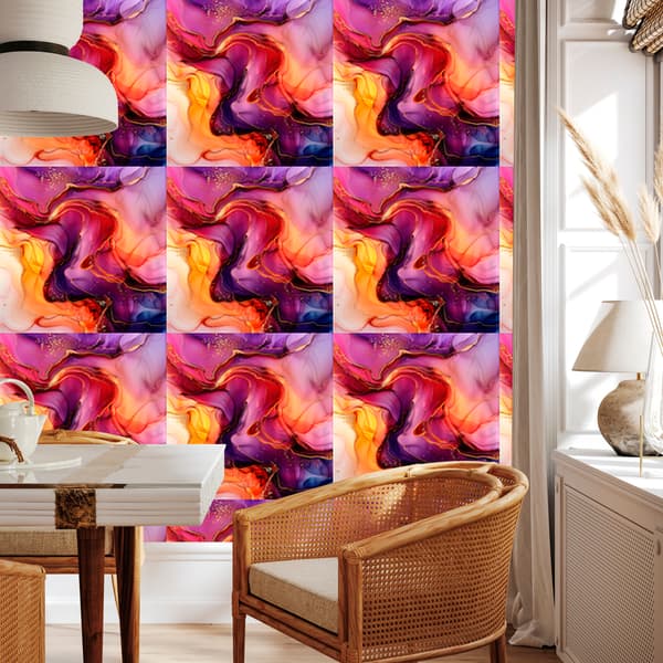 Mustetapetti Punainen, violetti ja persikka 50x1000 cm