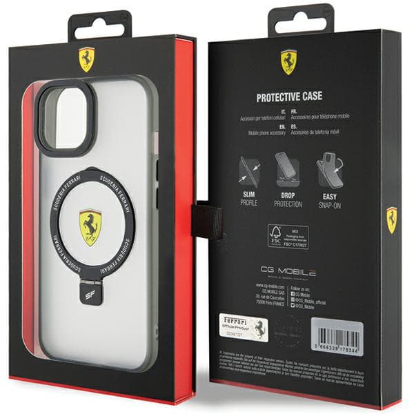 Ferrari Ring Stand 2023 Kollektion MagSafe-etui til iPhone 15, Sort
