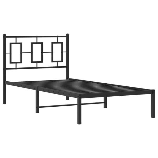 vidaXL metalsengestel med hovedgærde sort 90x190 cm