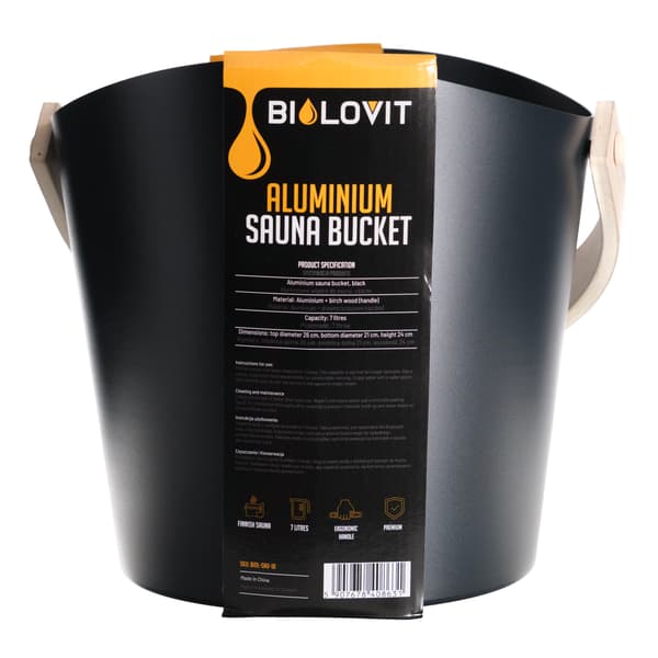 Bilovit Aluminium Sauna Spand Sort - 7 Liter