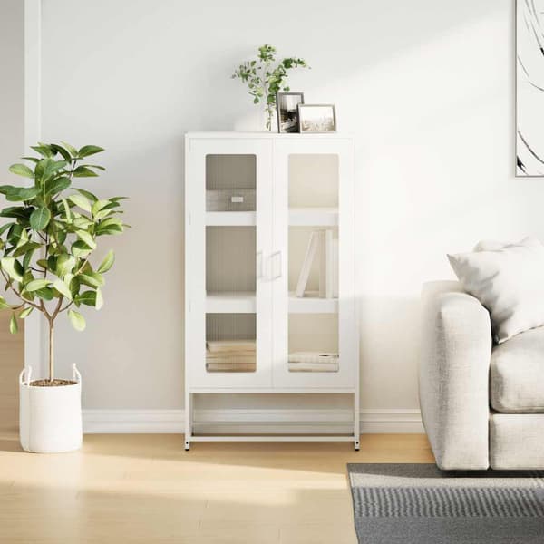 vidaXL kommode hvid 68x39x123 cm stål