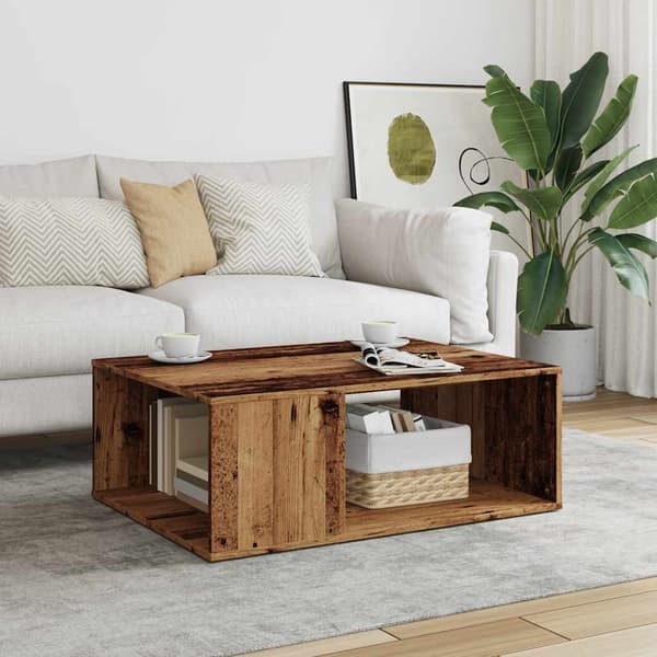 vidaXL sofabord, antik træ, 90x67x33 cm, spånplade