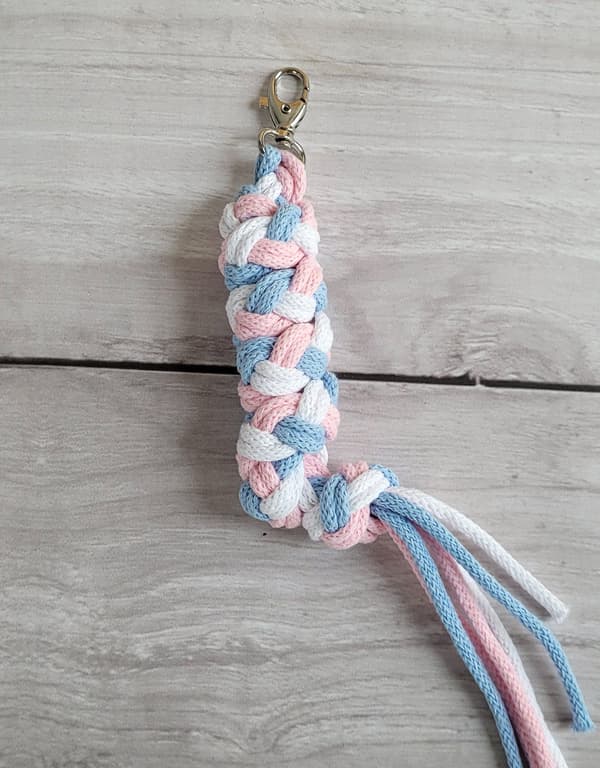 Käpphästkoppel flätat rep - blå/ljusrosa/vit