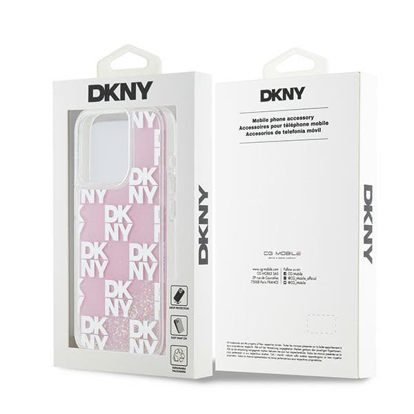 DKNY Liquid Glitter Multilogo-cover til iPhone 15 Pro, lyserød