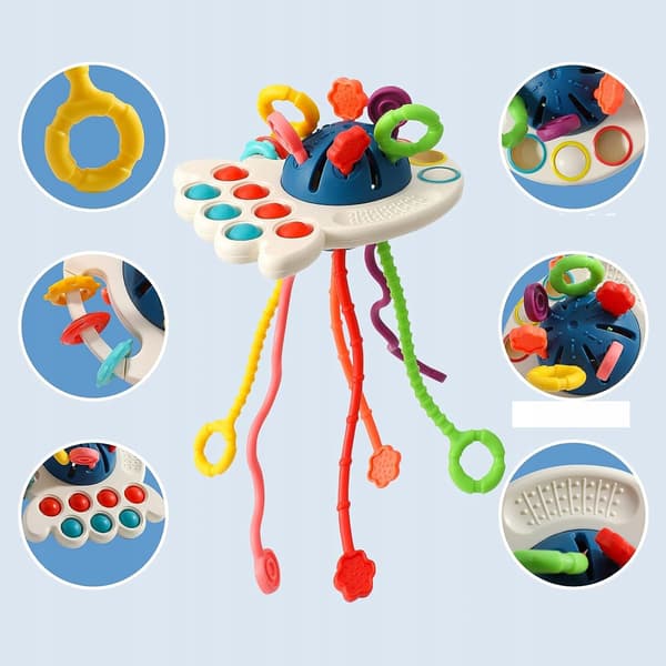 Octopus Pop It sensorisk leksak Montessori bitring för bebisar 4 i 1