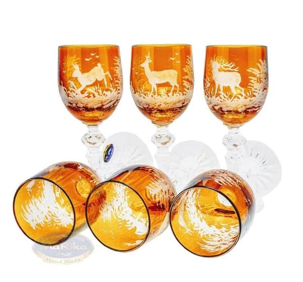 Bärnstensgraverade vinglas 130 ml