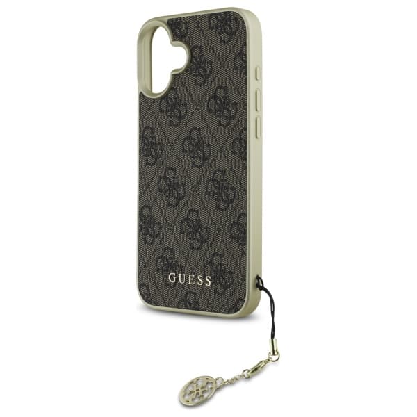 Guess 4G Charms Collection cover til iPhone 16 Plus, brun