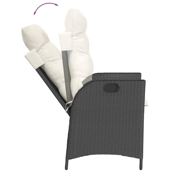 vidaXL havestol med hynder, sort polyrattan