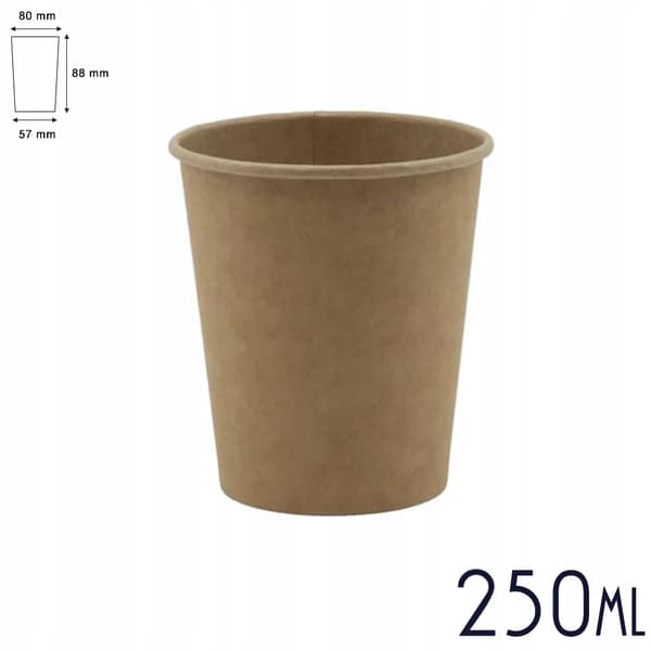 Kraftpapirskopper kaffe/te 250ml ø80mm 100 stk.