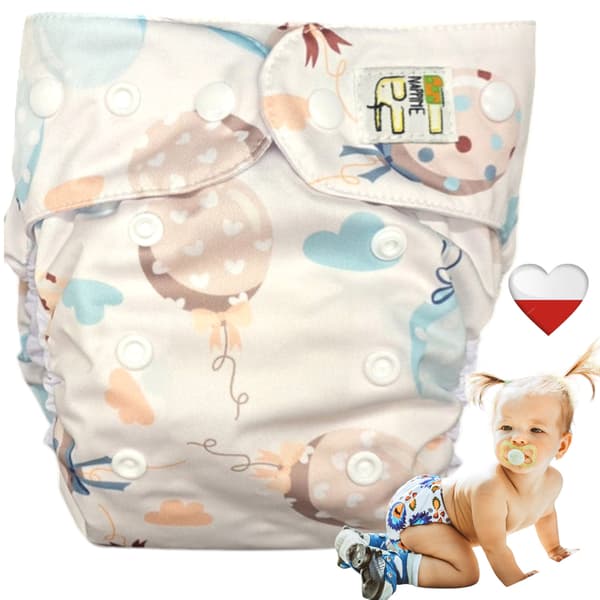 NappiMe vaskbare mikrofiberbleer med mintfarvet ballonprint.