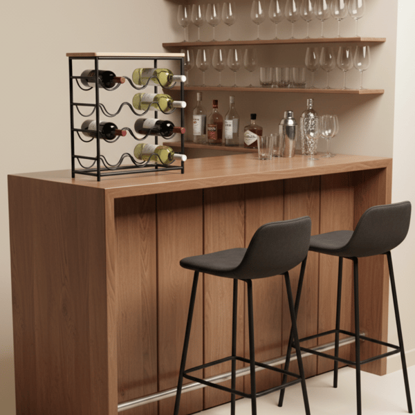 "Craft Wine" -viiniteline. Väri: tammi, musta.