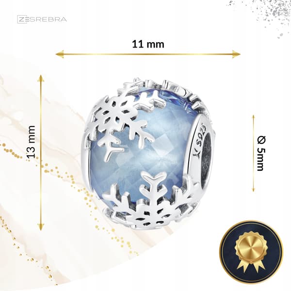 Snöflingeberlocker snöflingor blå S925 silver 925 pärla pärlor