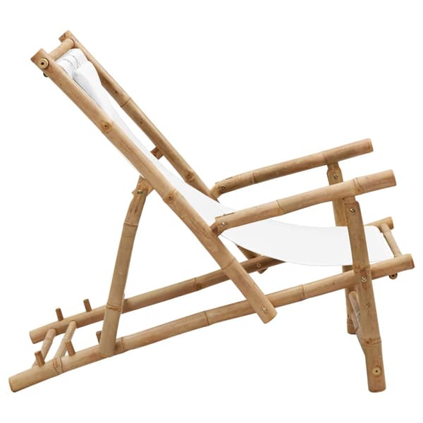 vidaXL Solstol i bambu och krämfärgad canvas