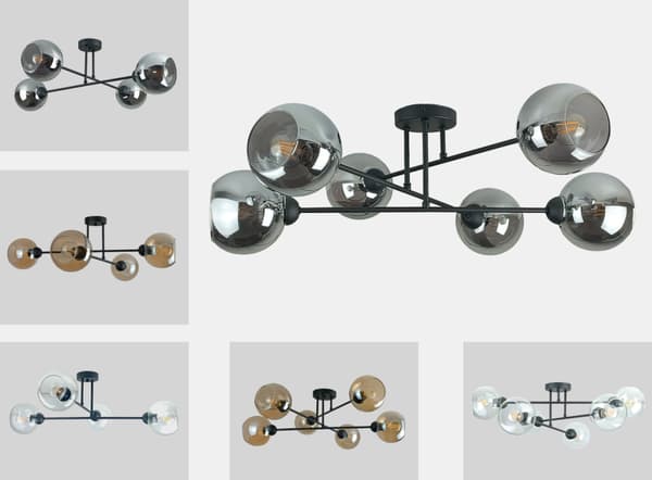 Loftlampe 6xE27 VASCO SORT/RØGET