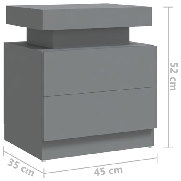 vidaXL Sängbord, grått, 45x35x52 cm, träbaserat material