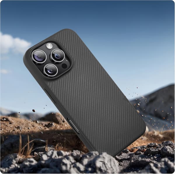 iPhone 16 Pro cover, aramidfibercover, sort