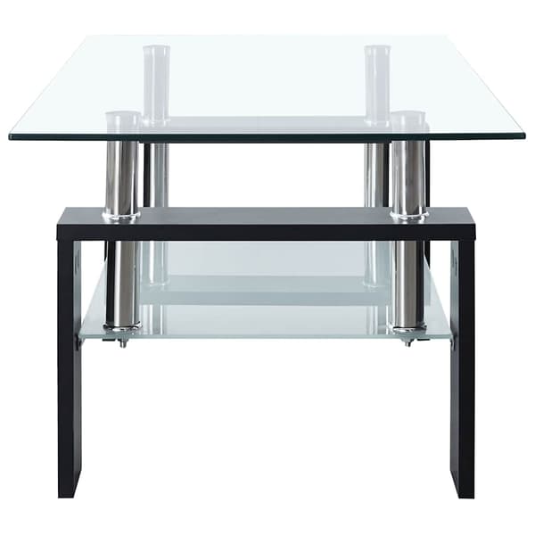 vidaXL sofabord, sort og transparent, 95x55x40 cm, glas