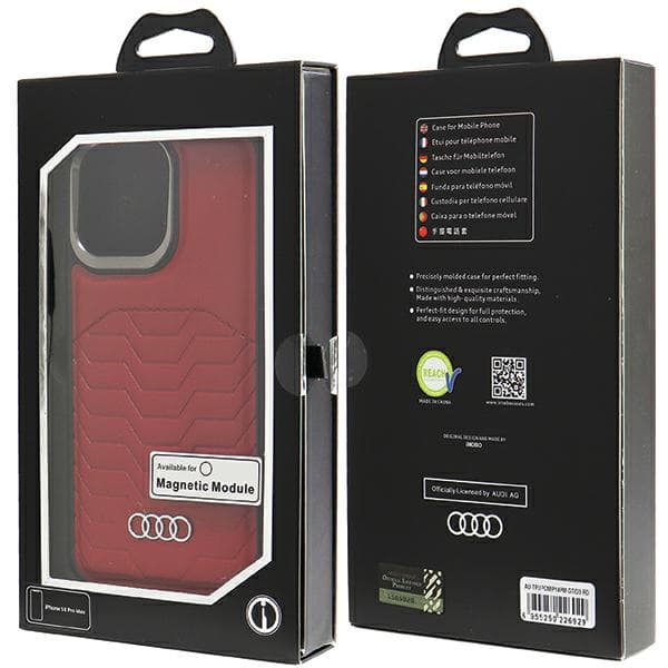 Audi MagSafe-etui i kunstlæder til iPhone 14 Pro Max, rød