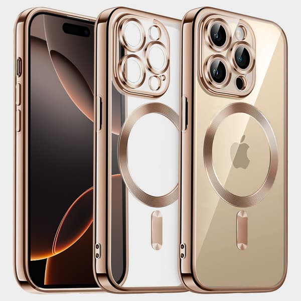Etui til iPhone 16 Pro, Electro MagSafe, ørkentitanium + Glasskærmbeskytter