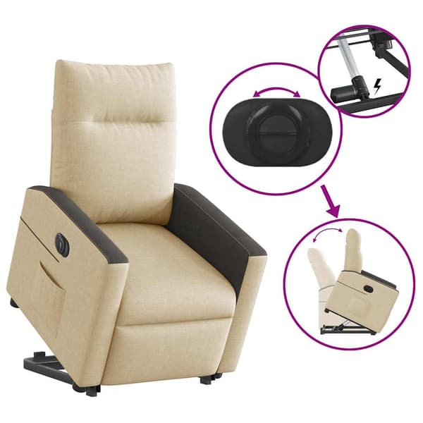 vidaXL Lyftbar massagefåtölj, elektrisk, vilstol, krämfärgad