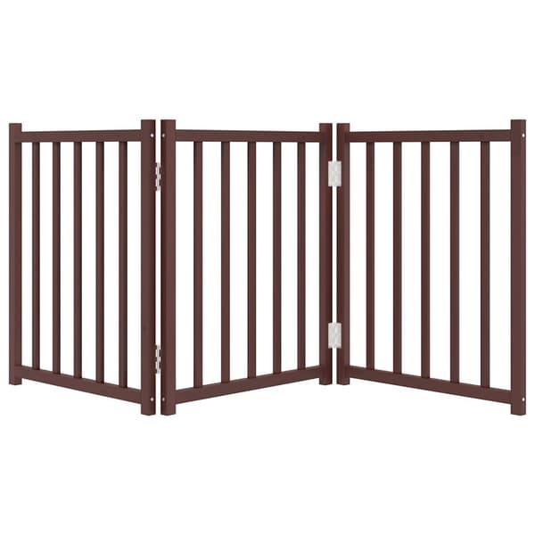 vidaXL foldbar hundegitter 3 paneler brunt egetræ 150 cm træ