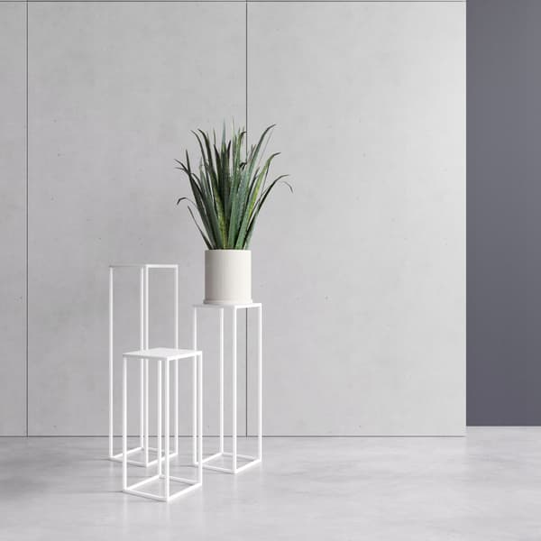 Metall Loft Vit Modern Design Stående Blomställ Evron L 19x19x77