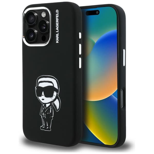 Karl Lagerfeld Silikone Karl Sketch MagSafe-etui til iPhone 16 Pro, sort