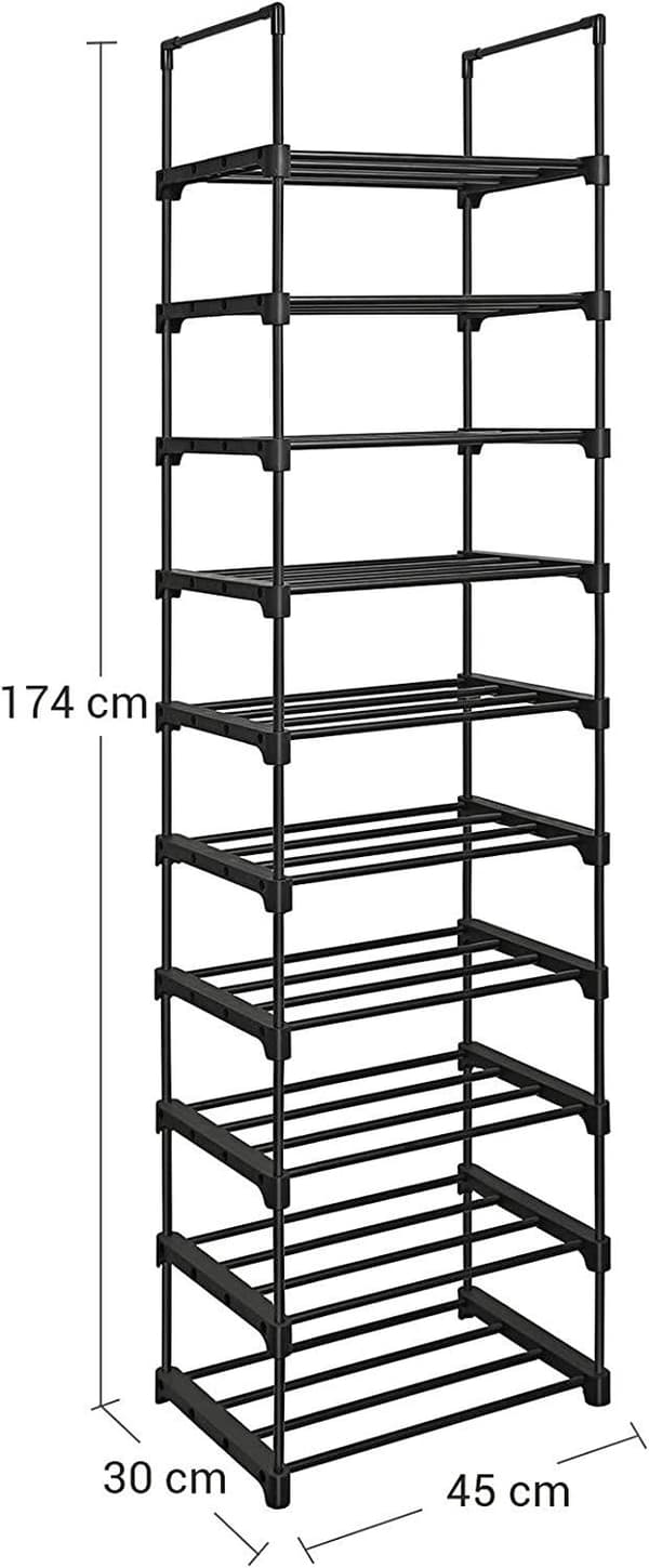 Sort modulært skoskab 174 cm